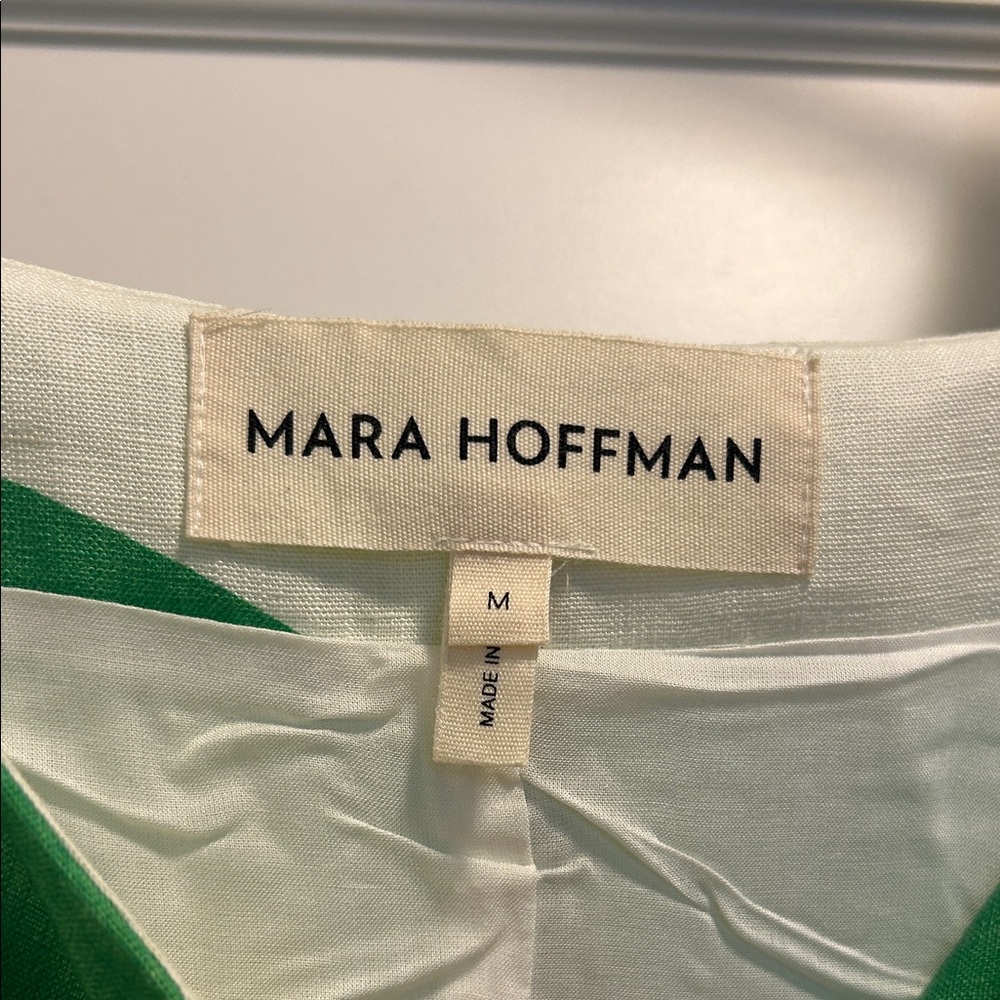 Mara Hoffman Maureen Green & White Geometric Button-Front Dress - M, NWT - Picture 2 of 16